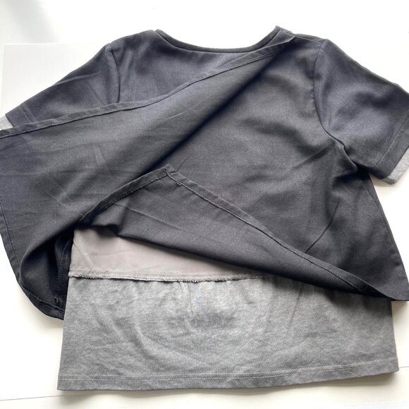 Rococo Womens Short Sleeve Layered Top Sz‎ Medium Linen Blend Corpcore Office - Picture 12 of 12